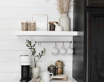 Coffee Bar floating shelves | Custom Painted Floating Shelf with Hidden Bracket and Mounting Hardware Included | Coffee Bar Ideas