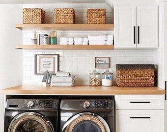 Laundry Room Shelves, Floating Shelves for Laundry Room, Laundry Room Shelves on Wall, Wood shelves with Hidden Bracket Included