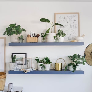 Custom Blue Painted Floating Shelves - with Hidden Bracket and Mounting Hardware Included