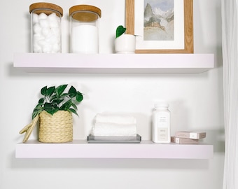 Violet Floating Shelves, Custom Floating Shelves with Hidden Bracket, Hint of Violet by Benjamin Moore