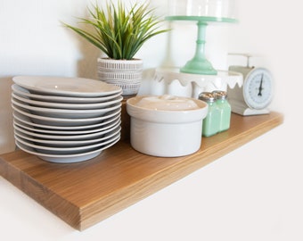 White Oak FLOATING SHELVES - Solid White Oak - Large Color and Size Options - Includes Heavy Duty Hidden Steel Bracket
