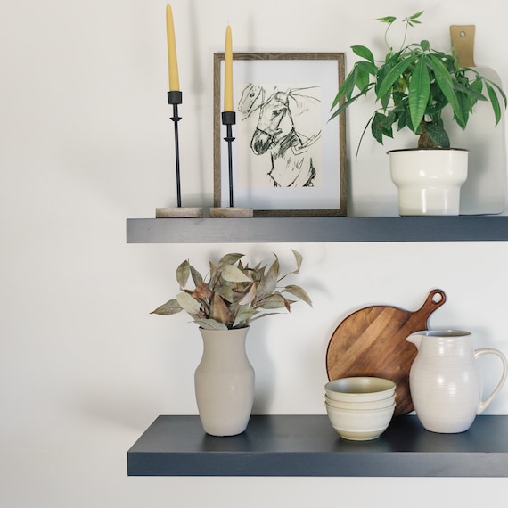 Blue Shelf Navy Floating Shelves Custom Painted Shelves Etsy