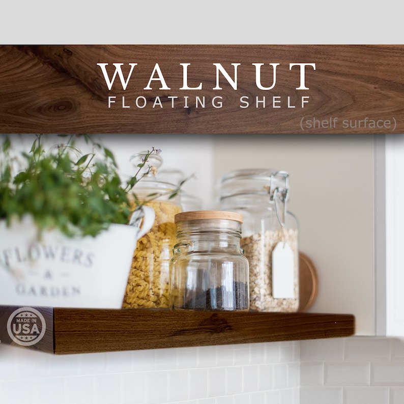 Walnut floating shelves, hand built to any lenght, and depth, Heavy duty weight rating, muliple stain colors, cabinet grade quality & finish