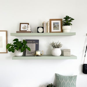 Mint Green Shelves - Custom Painted Floating Shelves, Saybrook Sage by Benjamin Moore