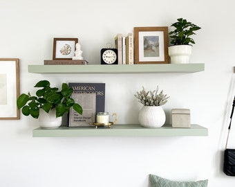 Mint Green Shelves - Custom Painted Floating Shelves, Saybrook Sage by Benjamin Moore