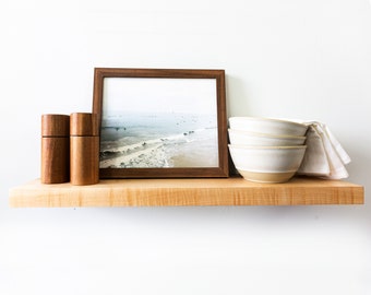 In-Stock Maple Floating Shelves | Floating Shelves with Hidden Bracket | Wood Floating Shelves | Maple Open Shelves | Open Shelf