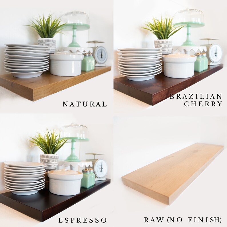 Alder Floating Shelf Custom Length Depth and Finish Color Etsy
