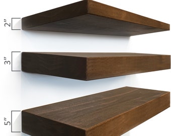 Veneer Floating Shelf - Custom Length, Depth, Wood, and Color with Hidden Bracket and Mounting Hardware Included