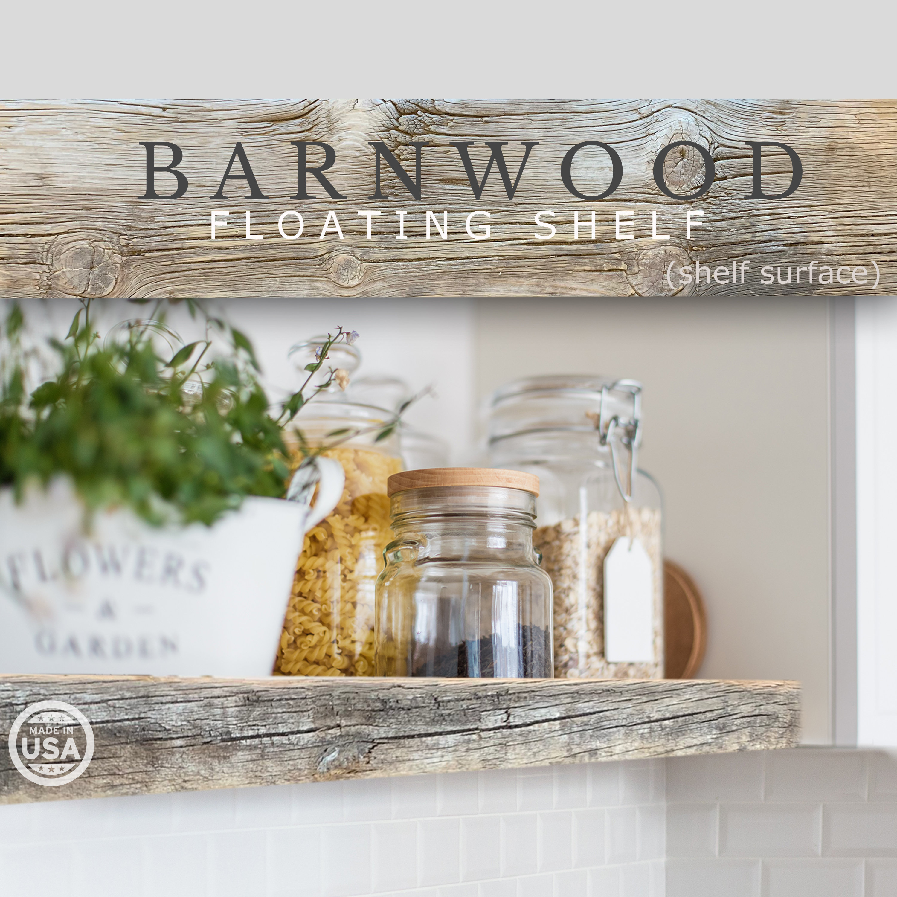 Reclaimed Barnwood Floating Shelf Custom Length Depth and 