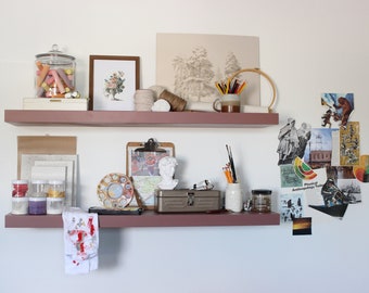 Mauve Floating Shelves, Custom Floating Shelves with Hidden Bracket Included, Custom Painted Shelves