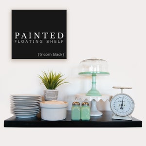 Black Floating Shelves, Kitchen Shelves Custom Length, Floating Shelves with Hidden Bracket and Mounting Hardware Included