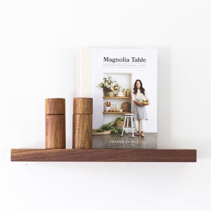 Ultra Thin Walnut Floating Shelves, Floating Shelves with Hidden Bracket