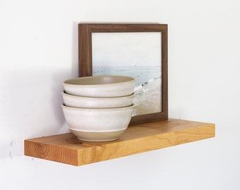 Ultra Thin Alder Floating Shelves, Floating Shelves with Hidden Bracket