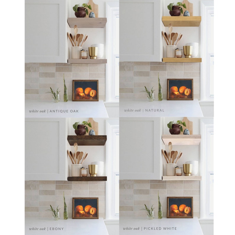 White Oak Floating Shelf Custom Length Depth and Finish Etsy