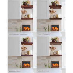 Walnut Floating Shelves Custom Length, Depth, and Finish Color with Hidden Bracket. Floating Shelf Hardware Included image 9