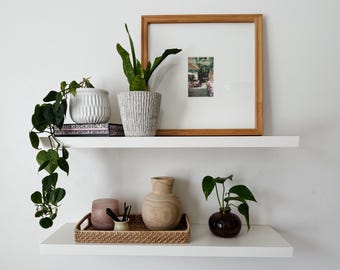 Swiss Coffee Floating Shelves, Custom Painted Shelves, White Shelving, Floating Shelf with Bracket Included