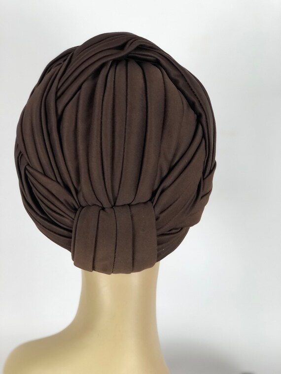 1950s Brown Crepe Turban By Fedoria - image 3