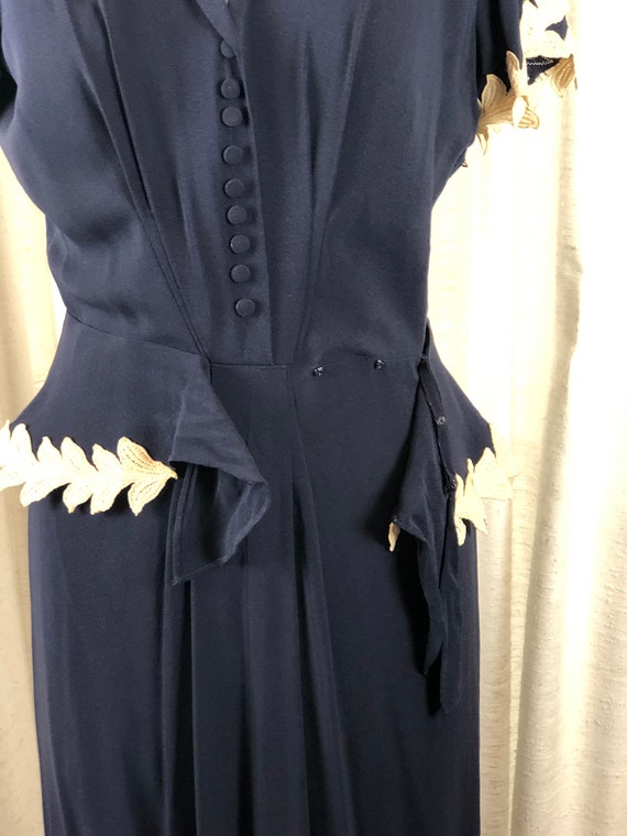 Beautiful 1940s Navy Crepe Hostess Gown By Lee's … - image 6