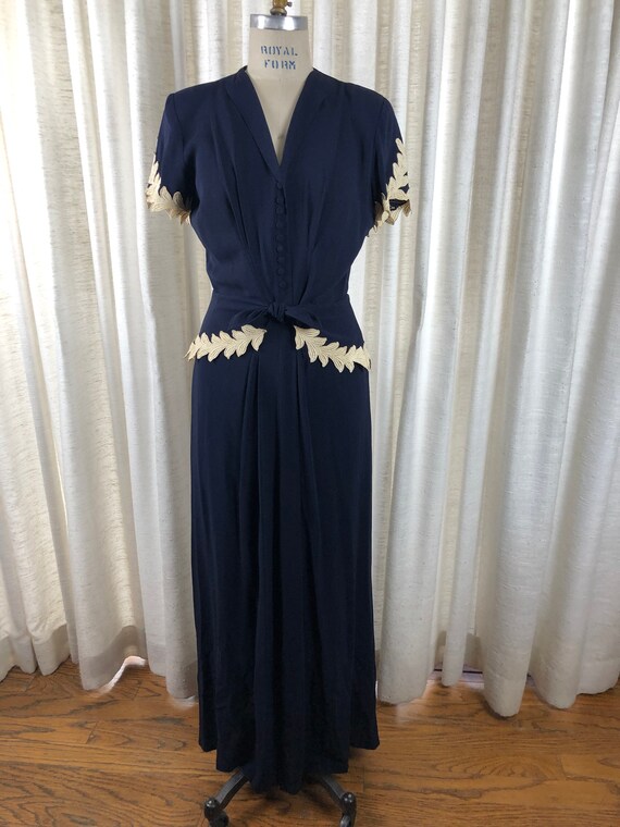 Beautiful 1940s Navy Crepe Hostess Gown by Lee s Modesto of California Etsy