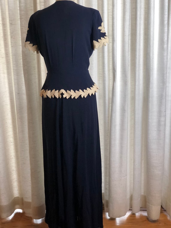 Beautiful 1940s Navy Crepe Hostess Gown By Lee's … - image 8
