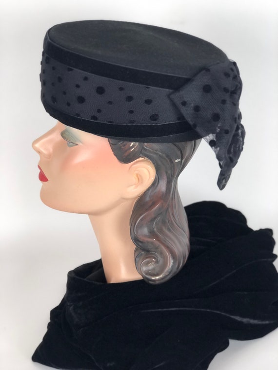 1950s Black Wool Felt Hat By Joe Bill Miller - image 3