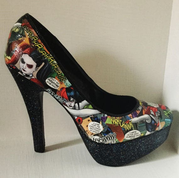 Harley Quinn Heels/Comic Book Shoes/Custom Shoes/Geek Shoes | Etsy