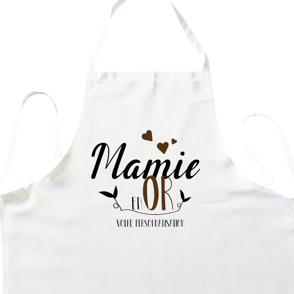 Tablier personnalisé "  Mamie en or " tablier de cuisine  | noël idée cadeau