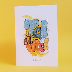 Carte amour  | carte de Saint Valentin "Toi et Moi"  |  personnalisable
