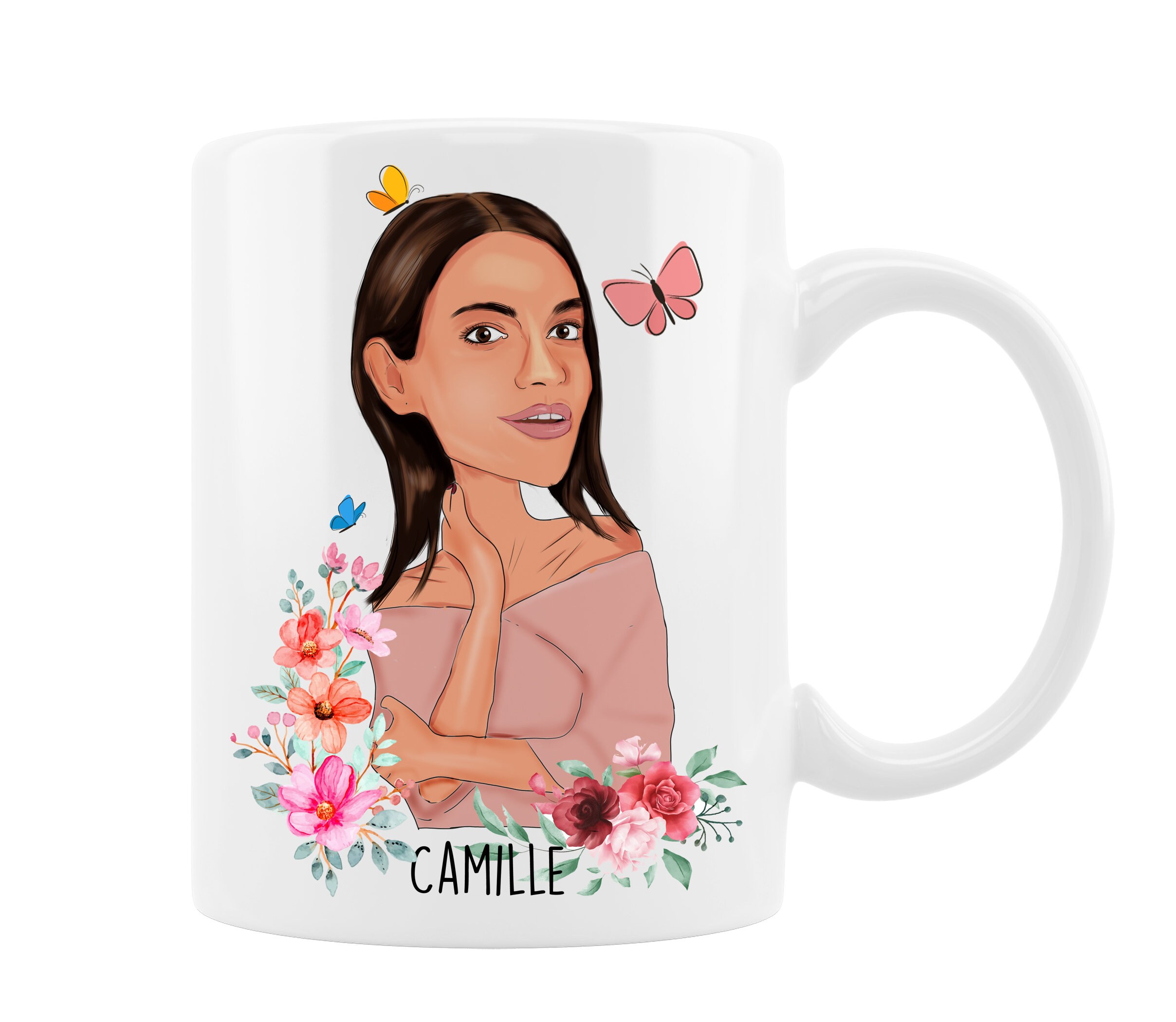 Mug Portrait, Mug Personnalisé, Idée de Cadeau Anniversaire Pour Elle