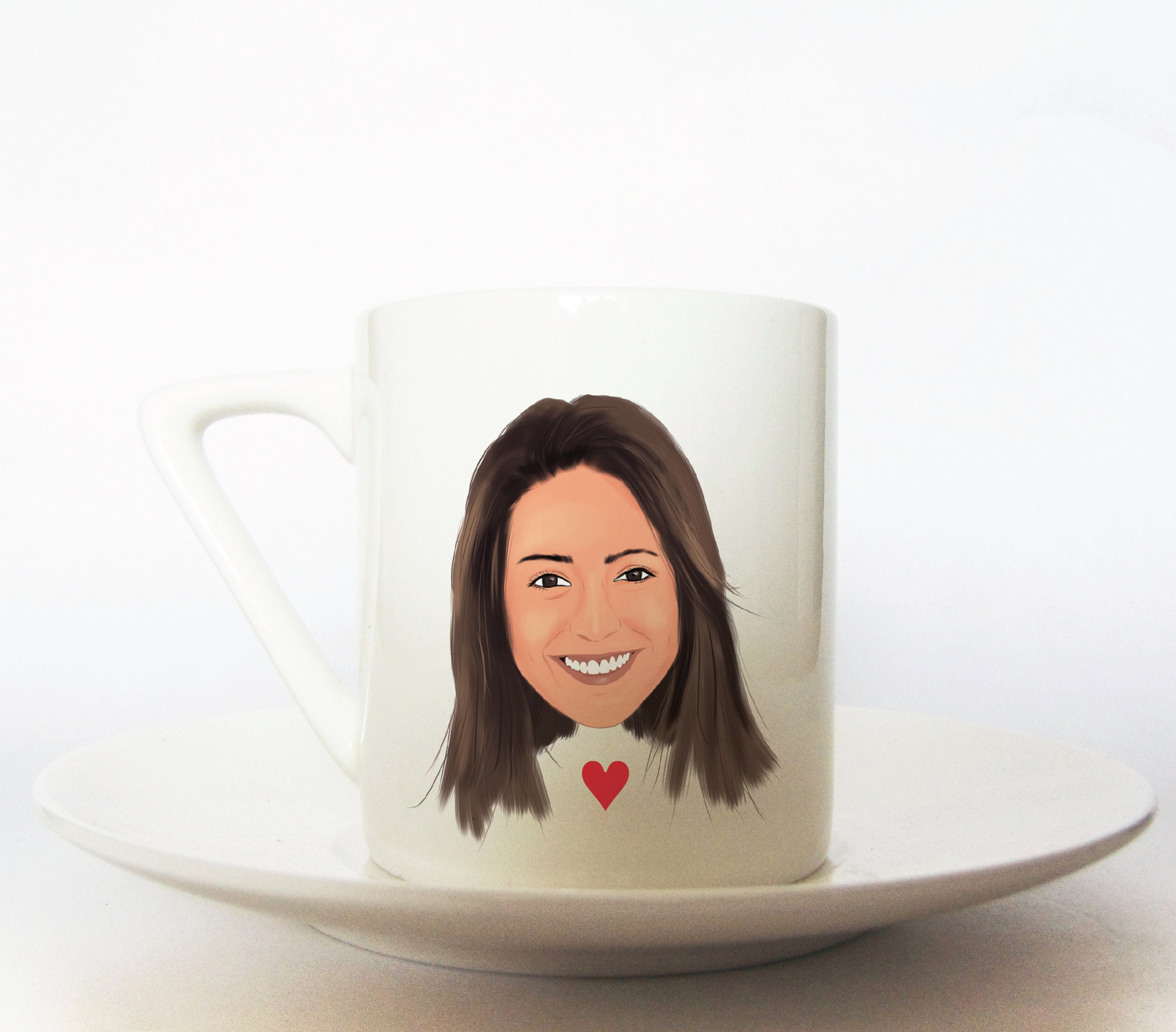 Mug Personnalisé, Portrait Personalise, Cadeau Pour Famille, de Couple, Mug Expresso 85 Ml