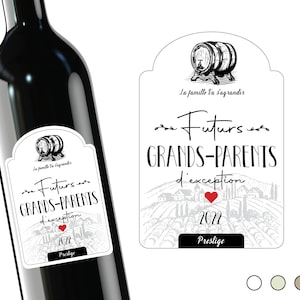 Annonce grossesse | Étiquette de vin personnalisée | Futurs grands-parents d'exception