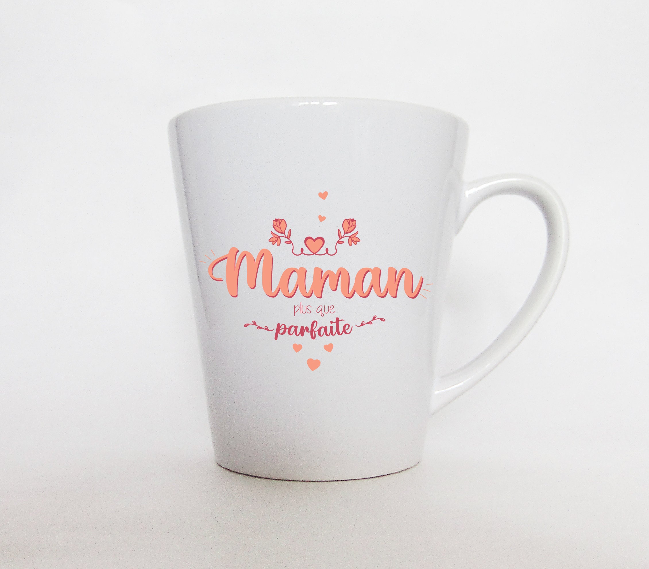 Mug Personnalisé Maman Plus Que Parfaite Cadeau Pour Mamounette, Mug Blanc Coniques Latte, Cadeau de