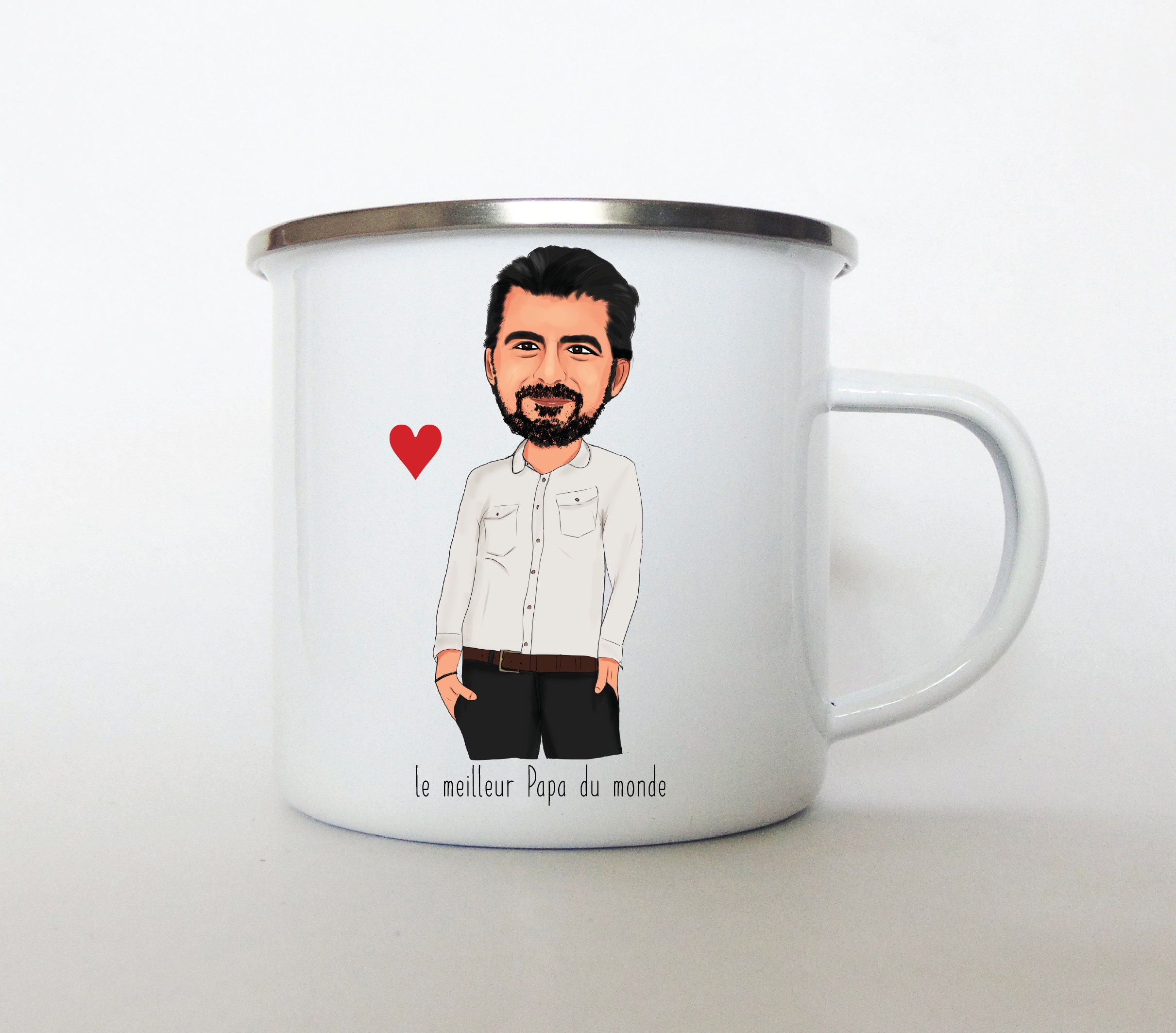 Mug Personnalisé, Mug Portrait, Cadeau d'anniversaire, Mug Emaille 360 Ml