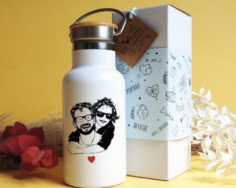 Personalized insulated bottle + portrait