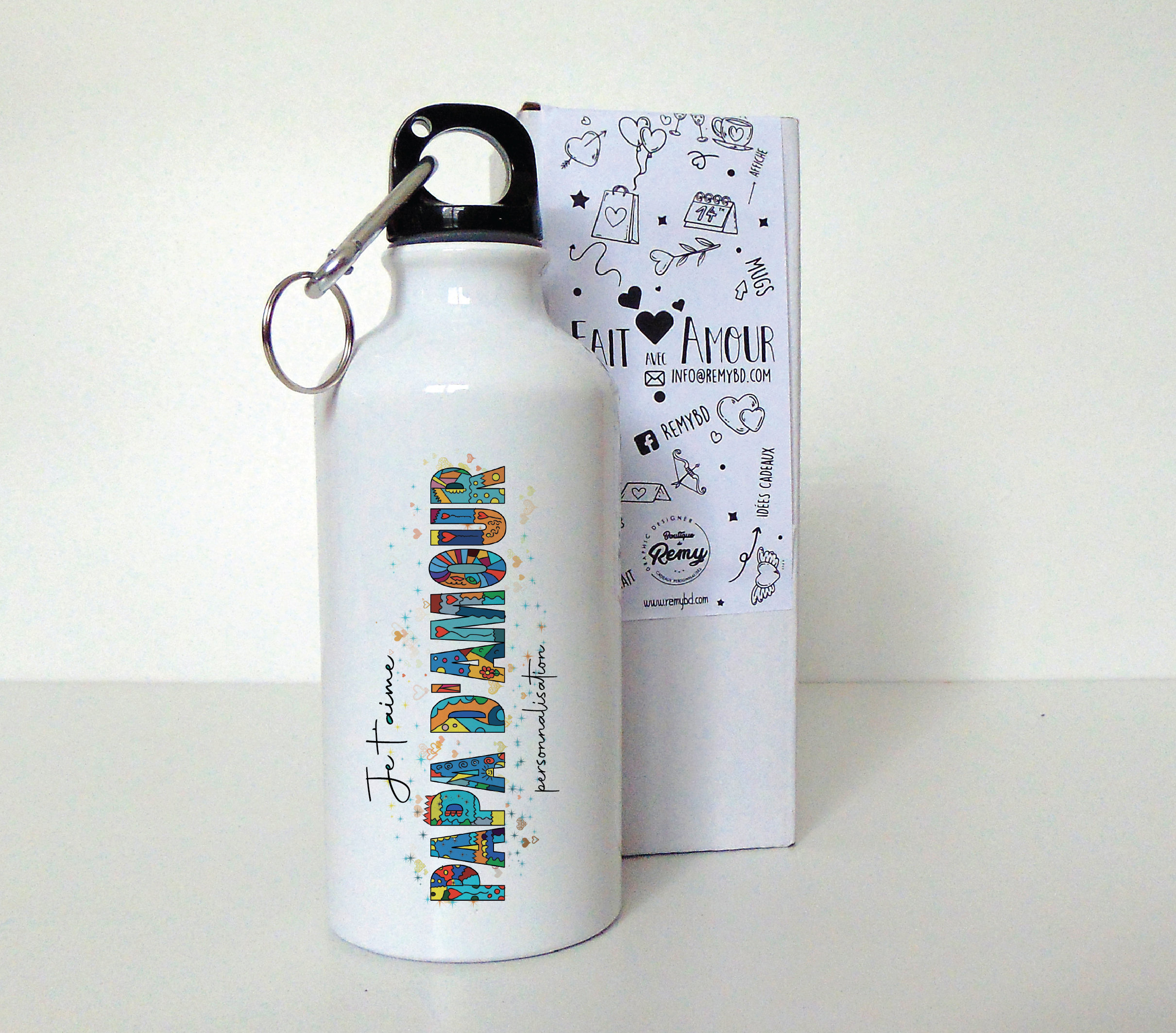 Gourde Personnalisé Papa D Amour Je T'aime, Bouteille Personnalisée Papa, Cadeau Anniversaire Pour P