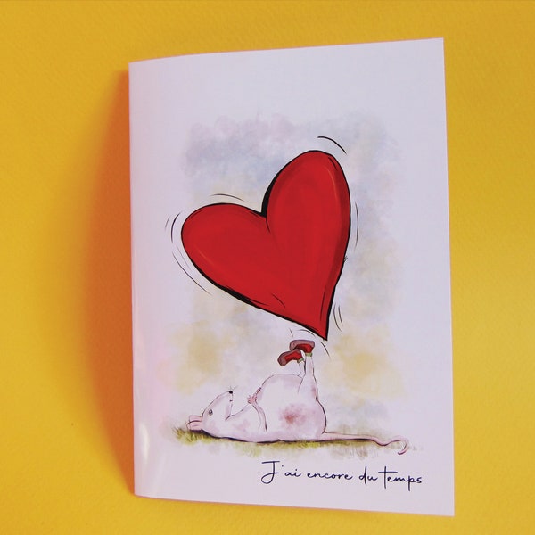 Carte amour  | carte de Saint Valentin "souris et coeur"  |  personnalisable