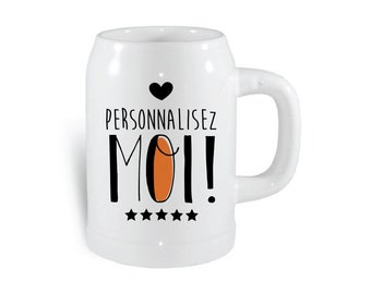 Chope à bière personnalisée tonneau , Cadeau personnalisé , pour papa,  pour lui