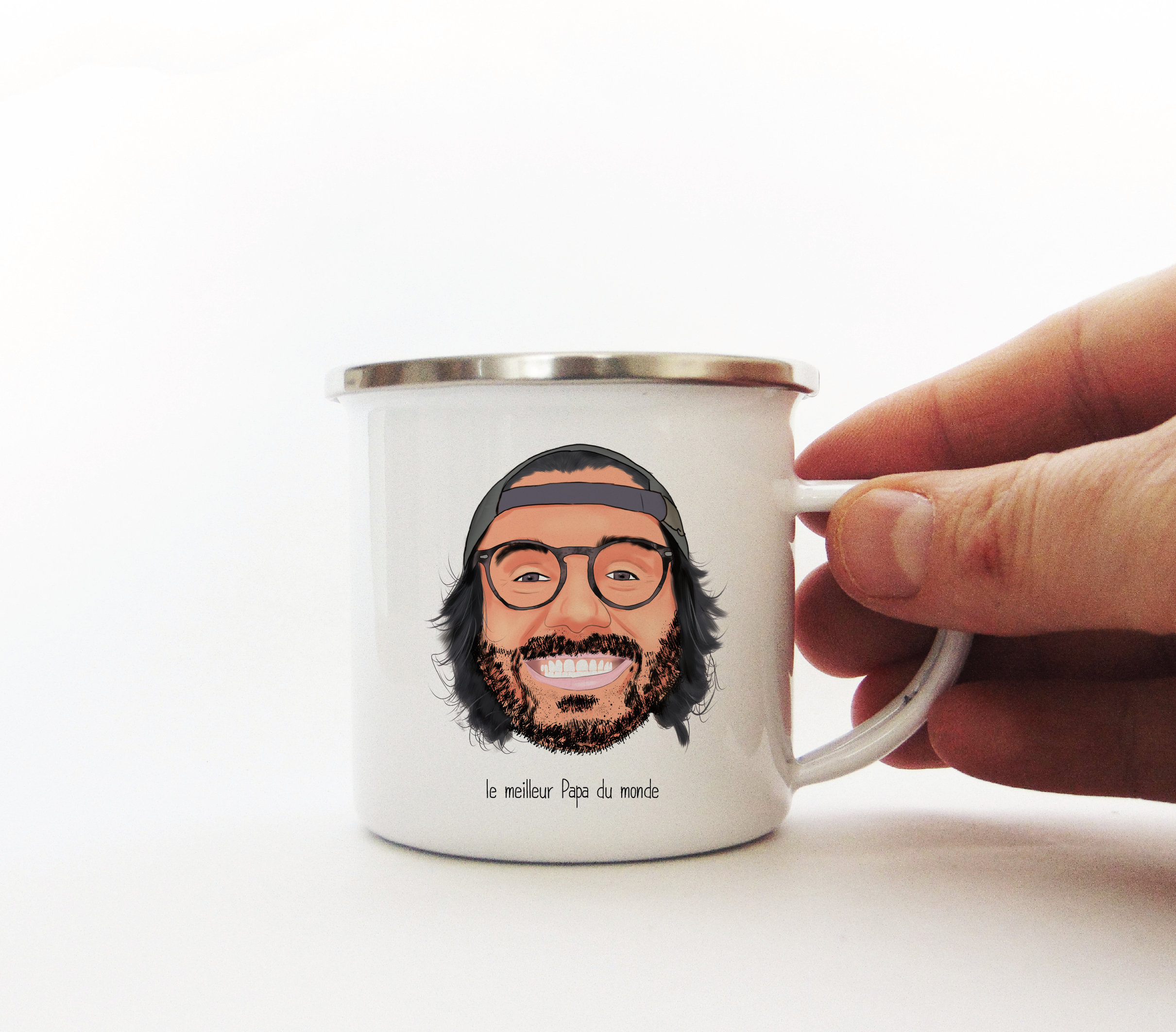 Mug Métal | Portrait Personnalisé Idée Cadeau Expresso 180 Ml