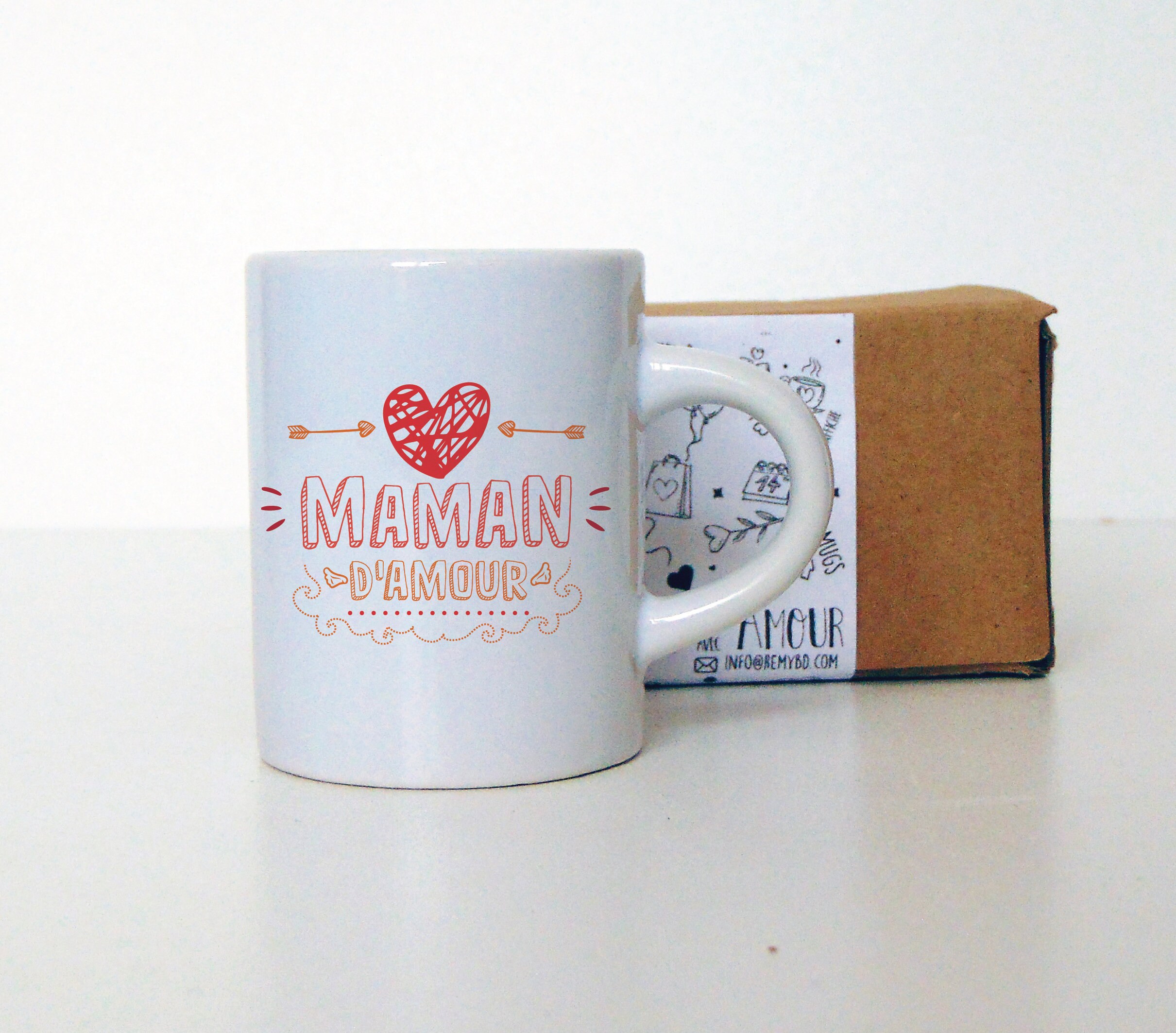 Mug Personnalisé, Maman D Amour, Cadeau Anniversaire Pour Maman, Mini Tasse Expresso 75 Ml