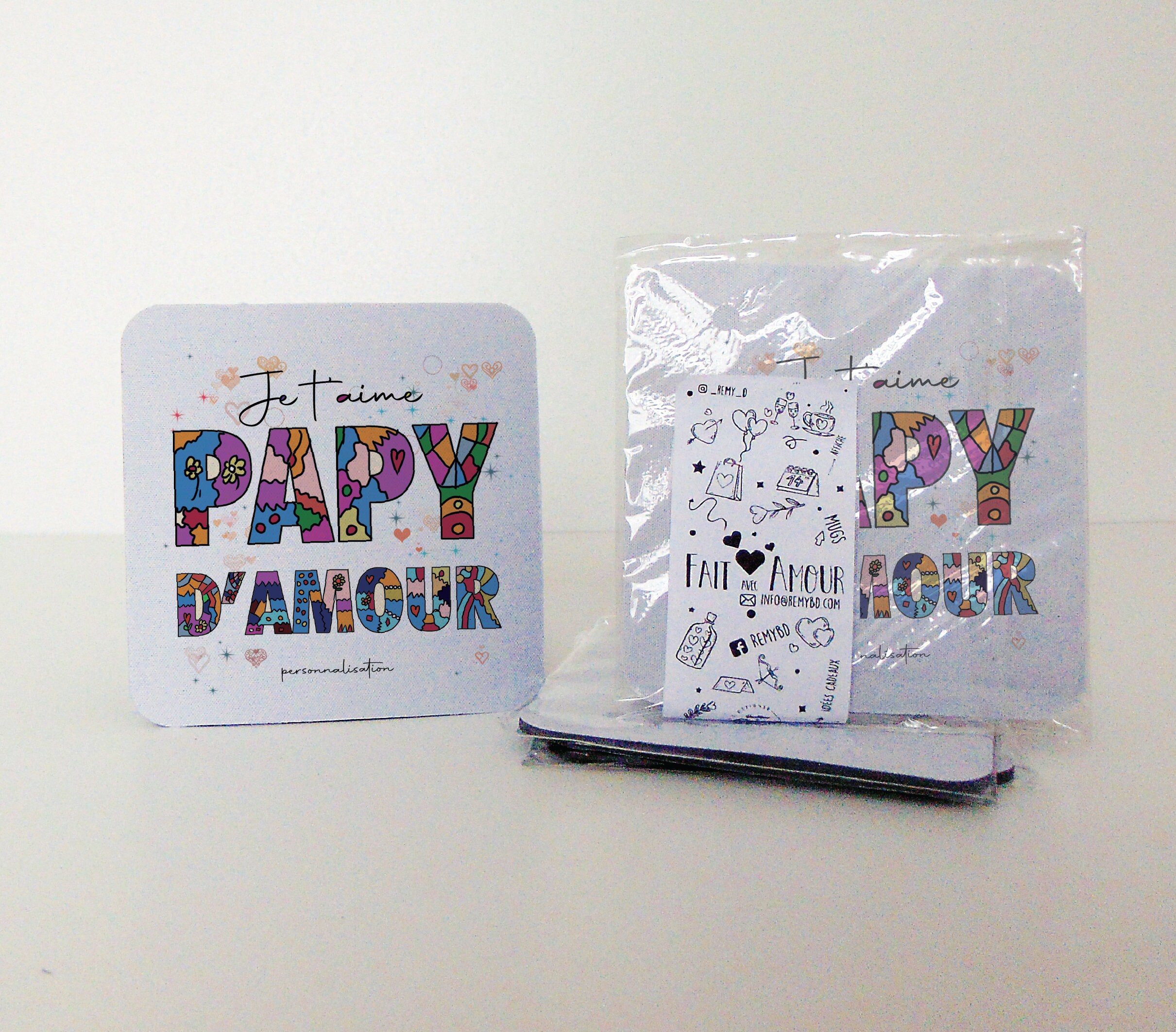 Sous Verre Personnalisé | Papy D Amour Je T Aime Cadeau Anniversaire Pour Grand-Père La Famille