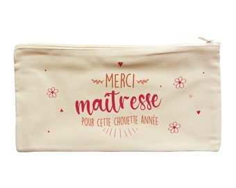 Pochette personnalisée  " merci maîtresse pour cette chouette année "