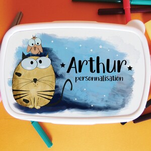 Boîte à repas personnalisée  "Chat et oiseau "