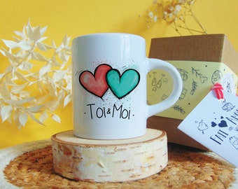 Tasse personnalisée | mini mug personnalisé "  Toi et Moi  "café expresso 75 ML | cadeau personnalisé