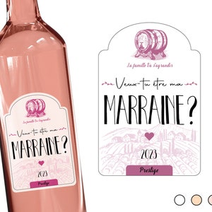 Demande marraine | Étiquette de vin personnalisée |  Veux-tu être ma Marraine ?