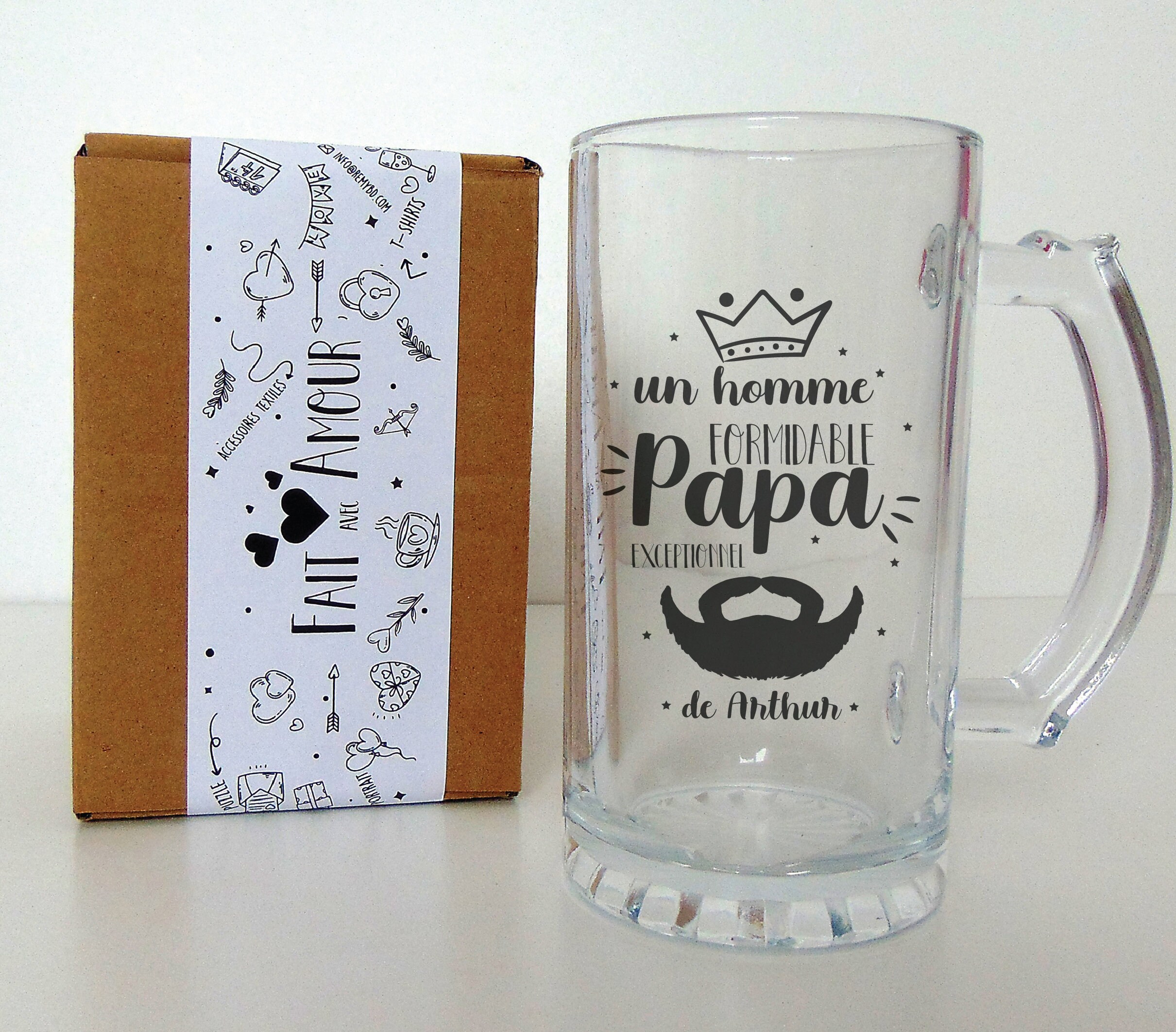 Chope de Bière Personnalisée Un Homme Formidable Papa Exceptionnel, Cadeau Pour Papa, Homme, Noël