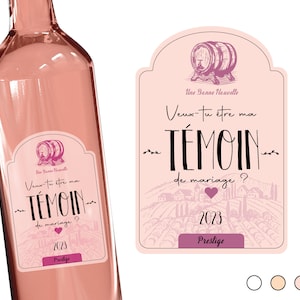 Demande témoin | Étiquette de vin personnalisée |  Veux-tu être ma témoin de mariage ?