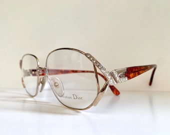 Christian Dior Vintage 80s glasses - strass golden metal frames