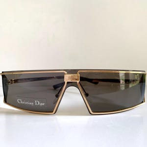 Christian Dior Vintage Sunglasses - 00s Dior Troika mask rectangle gold frames