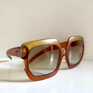 Christian Dior 70s vintage sunglasses - XXL square orange and yellow frame
