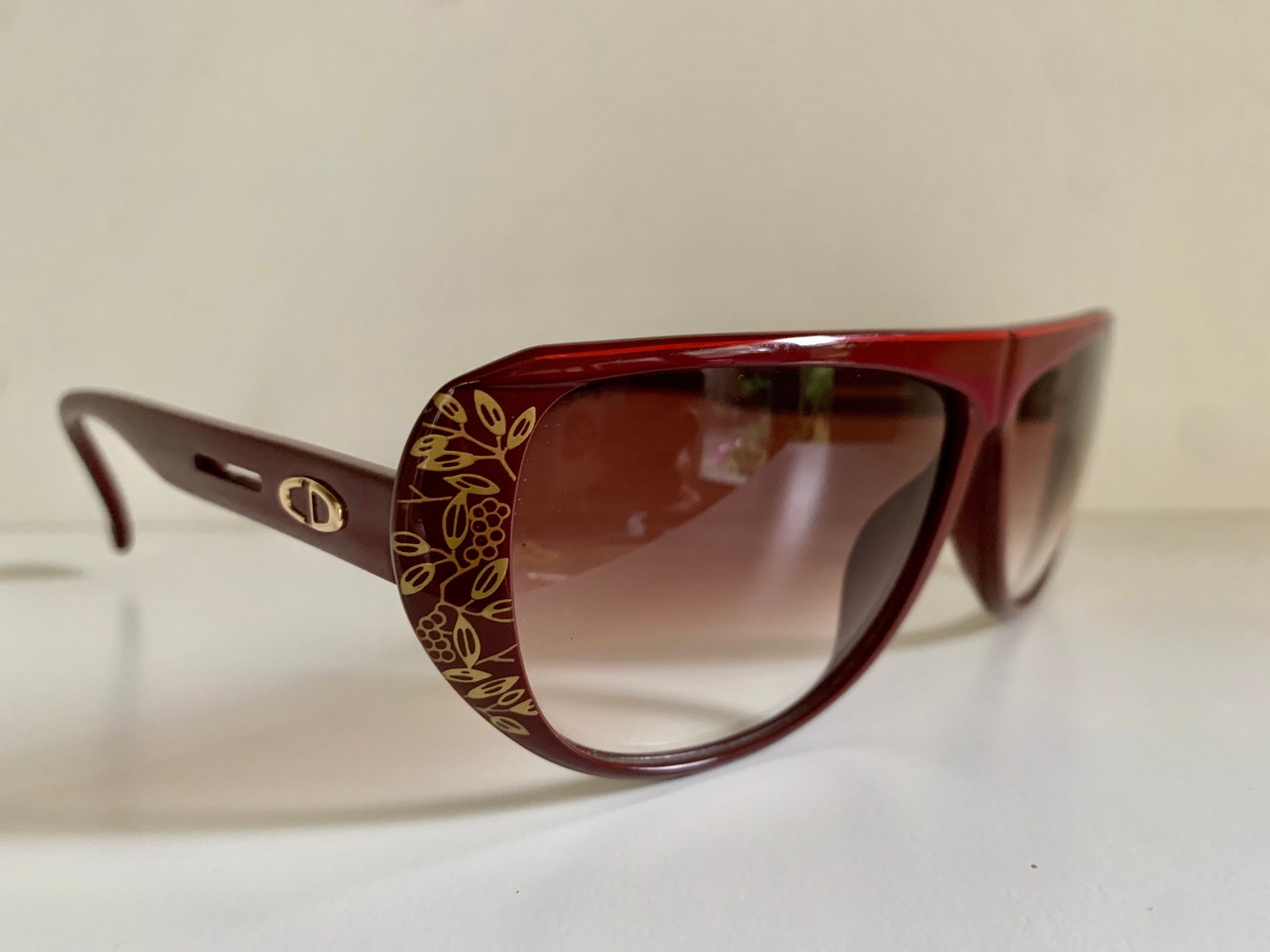 Christian Dior Vintage Sunglasses - 2421 80s Dark Red Mask Frame